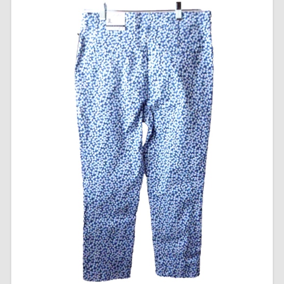 Jules & Leopold Floral Soft Stretch Cropped High Waist Pull On Slim Capri Pants - Picture 5 of 9